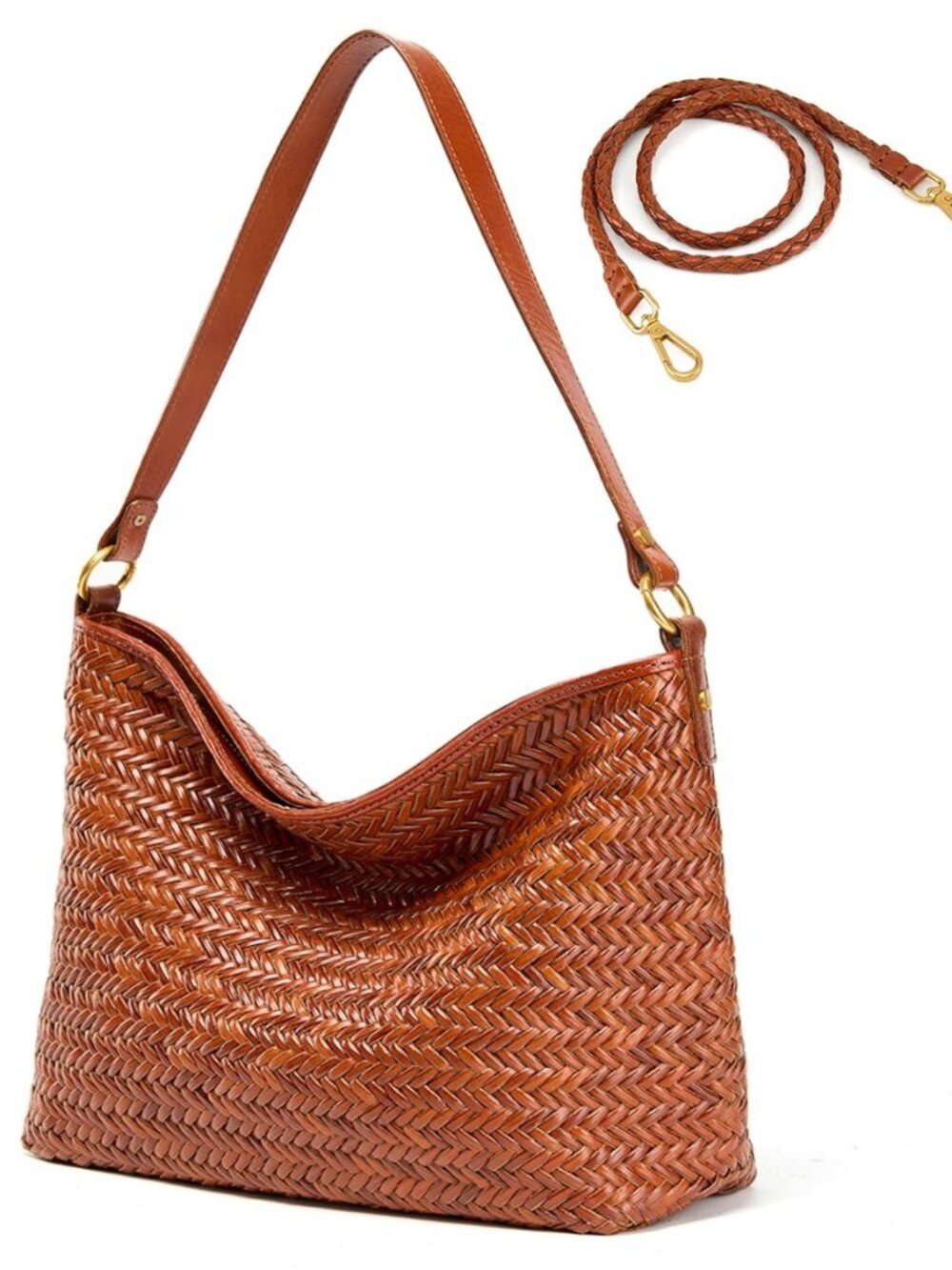 Handwoven Leather Tote Shoulder Bag for Women